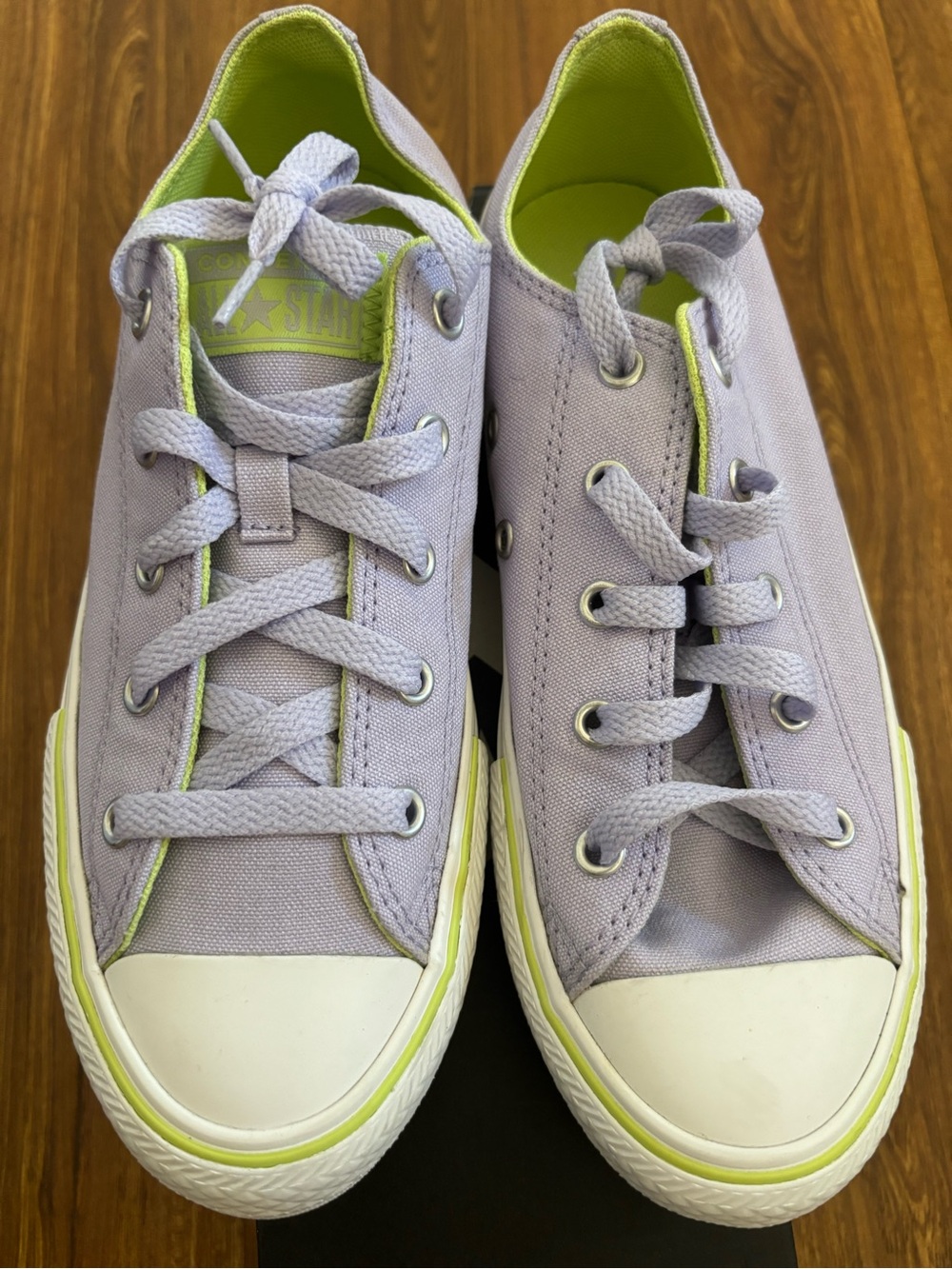 Converse Kids Lavender Low-Top Sneakers with Lime Interior
